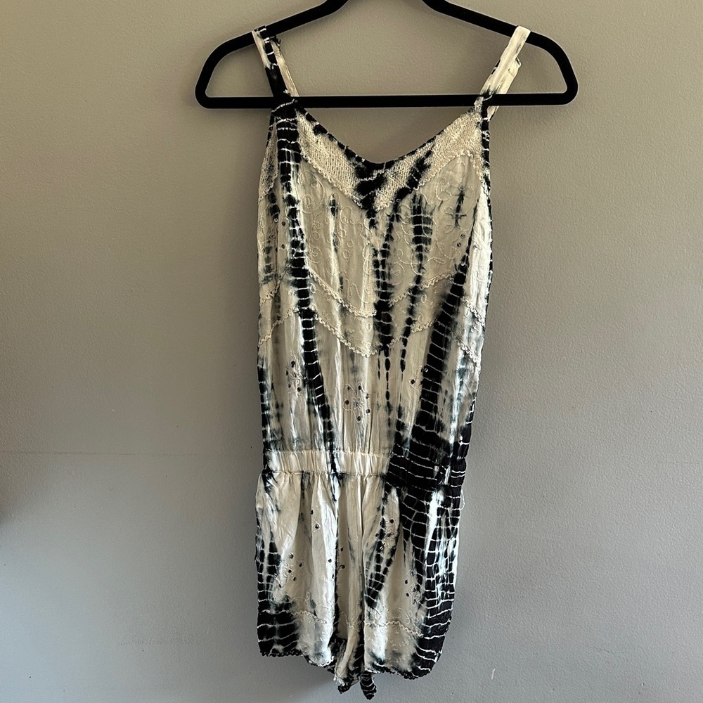 RAGA Black and White Tie-Dye Romper